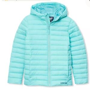Lands End Insulated Hooded Jacket Blue Unisex Girls Size 8 medium ski winter